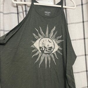 Torrid Green Tank Top with Sun and Moon Design